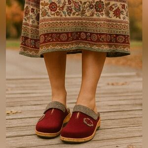 Fidelio Softline Women's Woolfelt Adriane Mule - Bordo